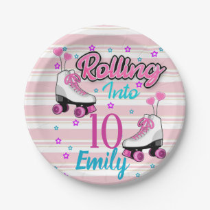Roller Skate Skating Custom Birthday  Paper Plates