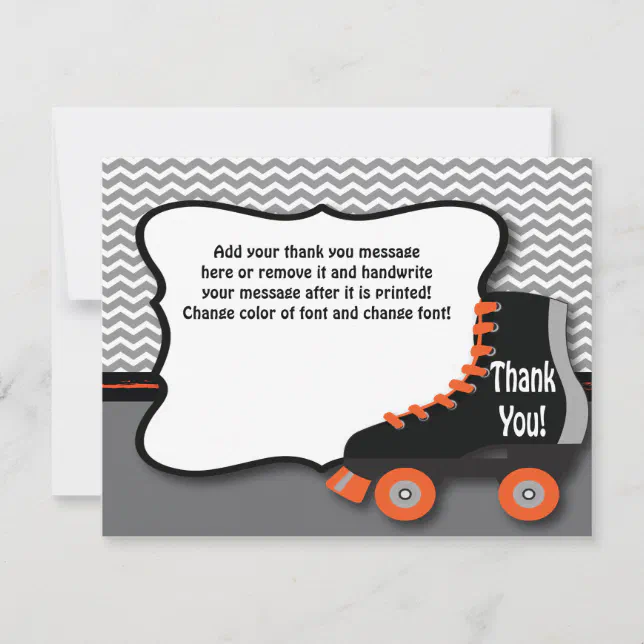 Roller Skate Thank You Card | Zazzle