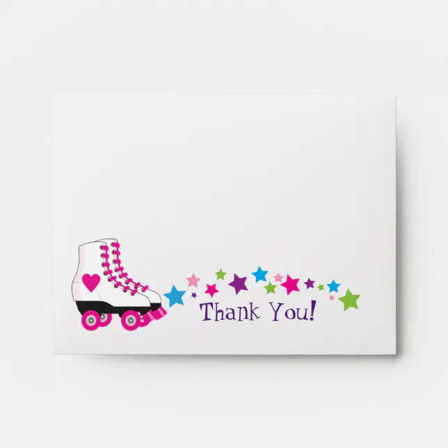 Roller Skate Thank You Card Envelope | Zazzle
