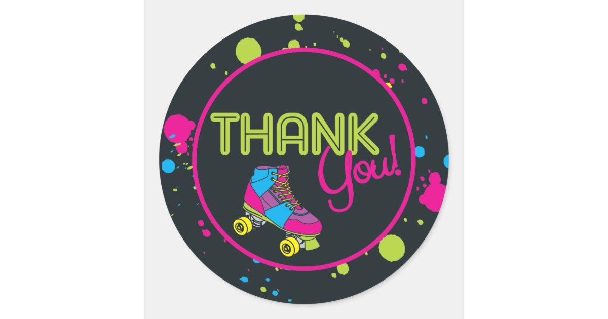 Roller Skate Thank You Stickers | Zazzle