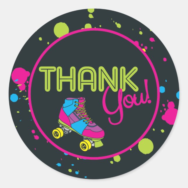Roller Skate Thank You Stickers (Front)