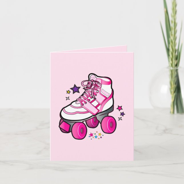 Roller Skate Thanks for Coming to Party and Gift Thank You Card (Front)