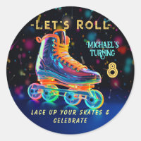 Roller Skate, Turning 8 Classic Round Sticker
