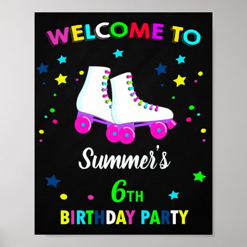 Roller skate welcome party sign Skating poster