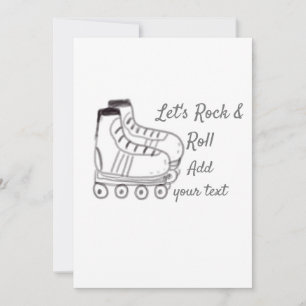 roller skater add text lets rock roll kids black s invitation