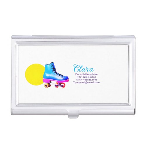 Roller skater add your name text place city phone business card case