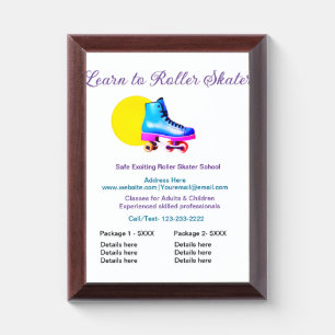 Roller skater school add packages price business f award plaque