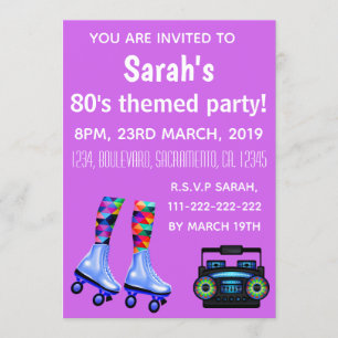 Roller Skates and Boombox. 80's Party. Invitation