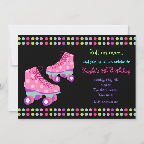 Roller Skates Birthday Party Invitations
