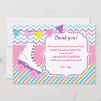 Roller Skates Birthday Thank You Card by pinkthecatdesign at Zazzle