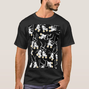 Roller Skates Black White Gold T-Shirt