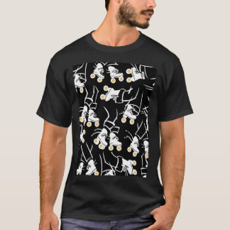 Roller Skates Black White Gold T-Shirt