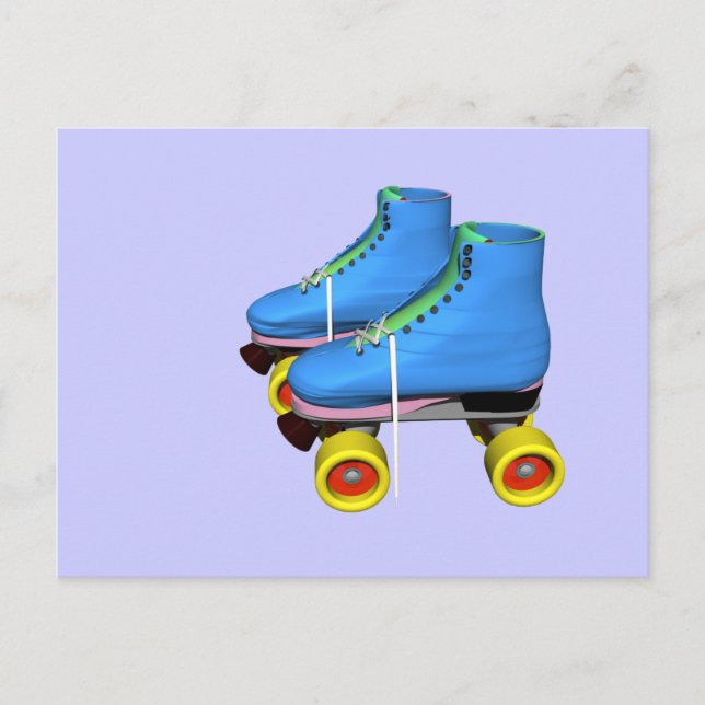 roller skates blue postcard (Front)