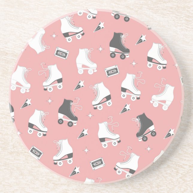 Roller skates cassette pattern. coaster (Front)