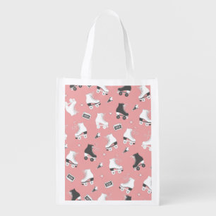 Roller skates cassette pattern. grocery bag