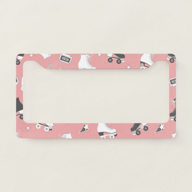 Roller skates cassette pattern. license plate frame (Front)