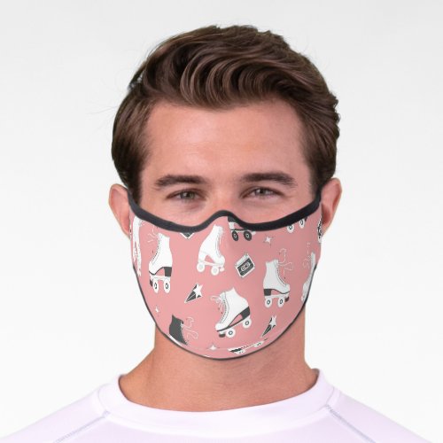 Roller skates cassette pattern premium face mask