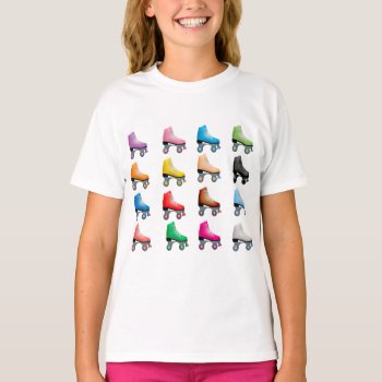 Roller Skates Colorful Pattern Retro Rollerskates T-shirt by Barzee at Zazzle