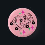Roller Skates Derby Skating Pink Birthday Party Button<br><div class="desc">Minimalist White Roller Skates Drawing. Two quads roller skate illustration in white. Simple aesthetic roller skating,  roller skates modern illustration. White and pink roller skates illustration design,  gift for a roller skater. Roller skates,  quads skates pink aesthetic.</div>