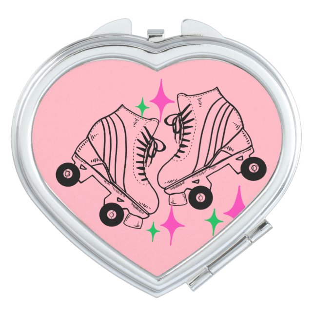 Roller Skates Derby Skating Pink Birthday Party  Compact Mirror (Front)