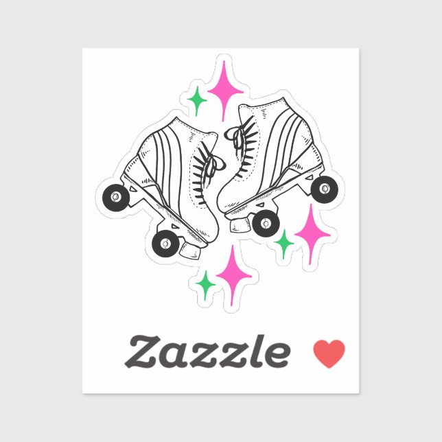 Roller Skates Derby Skating Pink Birthday Party   Sticker (Sheet)