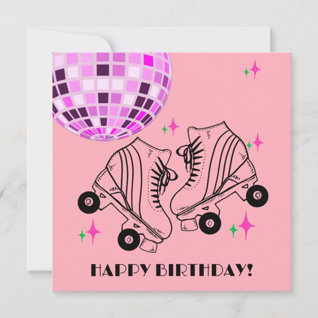 Roller Skates Derby Skating Pink Disco Birthday (Front)