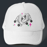 Roller Skates Derby Skating Roller Babe   Trucker Hat<br><div class="desc">Minimalist Roller Skates Drawing. Two quads roller skate illustration. Simple aesthetic roller skating,  roller skates modern illustration. Gift for a roller skater. Roller skates,  quads skates pink aesthetic. Roller skates,  roller skating goodie bag gifts.</div>