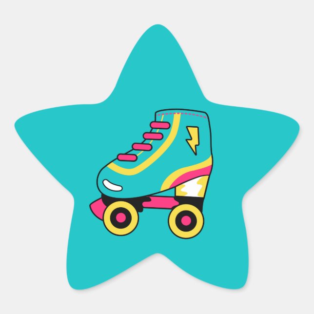 Roller Skates, Iconic 90's fun retro star  Star Sticker (Front)