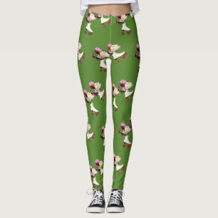 Roller Skates Peony Flowers Custom Leggings