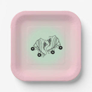 Roller Skates Pink Ombre  Paper Plates