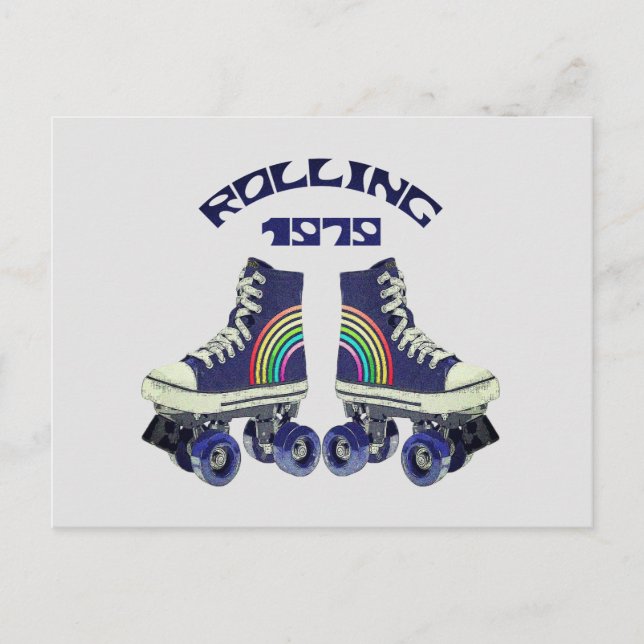 Roller Skates Retro Vintage   1970's Holiday Postcard (Front)