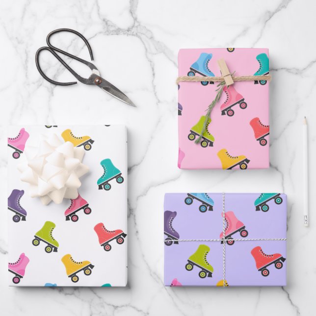 Roller Skates Skating Design Wrapping Paper Sheets (Front)