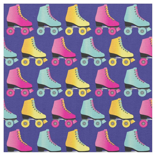 Roller Skates Skating Rink Retro Fabric (Close Up)