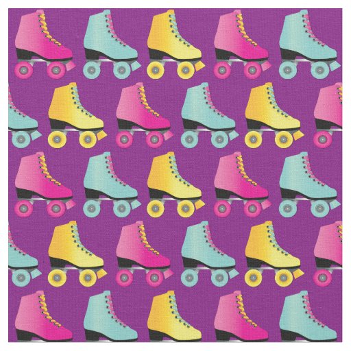 Roller Skates Skating Rink Retro Purple Fabric