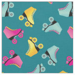 Roller Skates Skating Rink Retro Teal Fabric