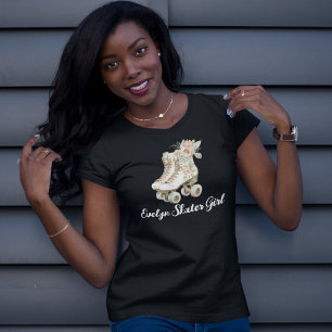 Roller Skates Vintage Floral Long Sleeve Retro T-S T-Shirt