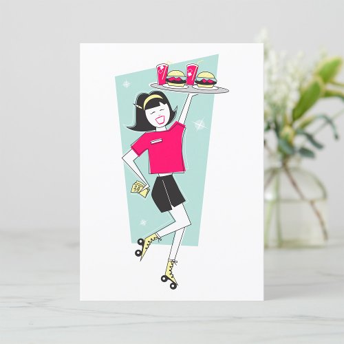 Roller Skates Waitress Invitation