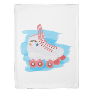 Roller Skates with Watercolor Splash Duvet Cover