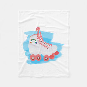 Roller Skates with Watercolor Splash Fleece Blanket