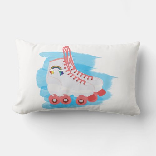 Roller Skates with Watercolor Splash Lumbar Pillow