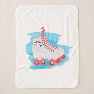 Roller Skates with Watercolor Splash Sherpa Blanket