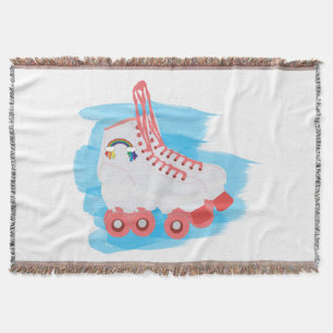 Roller Skates with Watercolor Splash Throw Blanket