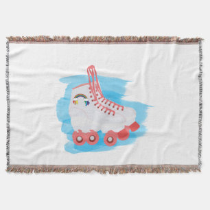 Roller Skates with Watercolor Splash Throw Blanket
