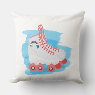 Roller Skates with Watercolor Splash Throw Pillow