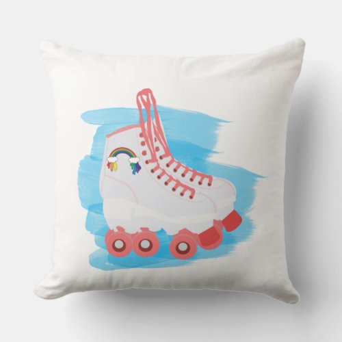 Roller Skates with Watercolor Splash Throw Pillow