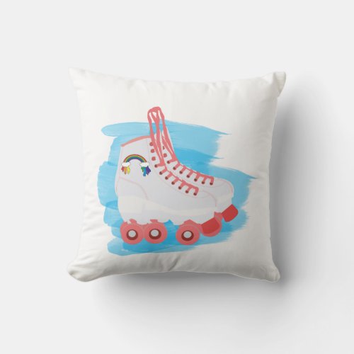 Roller Skates with Watercolor Splash Throw Pillow