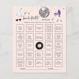 Roller Skating Bachelorette Bingo Party Game Card