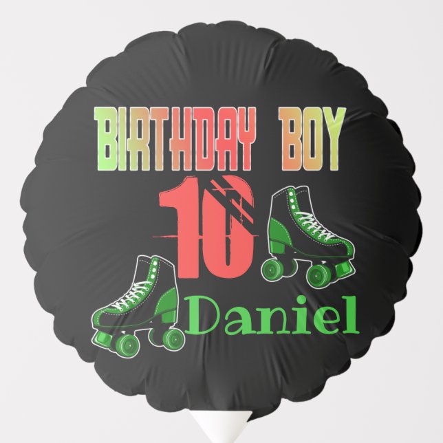 Roller Skating Birthday Boy Family Matching  Balloon (Front)