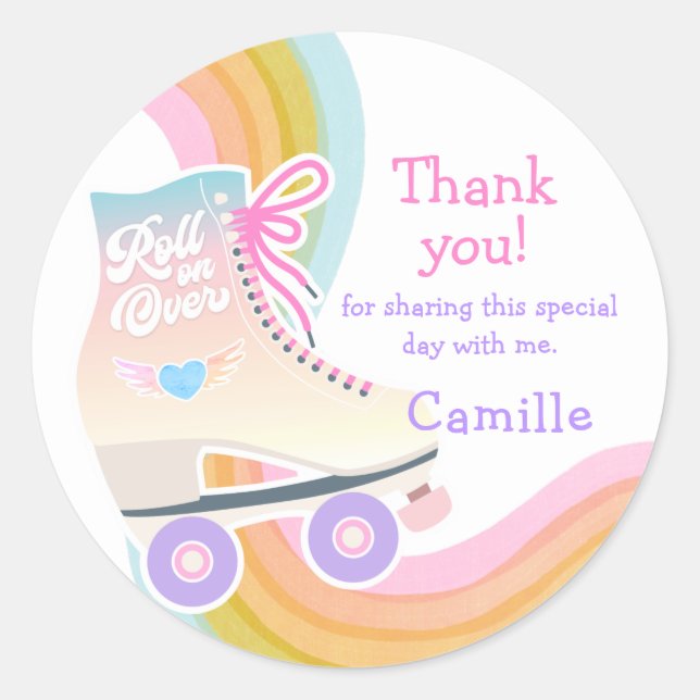 Roller Skating Birthday Classic Round Sticker (Front)