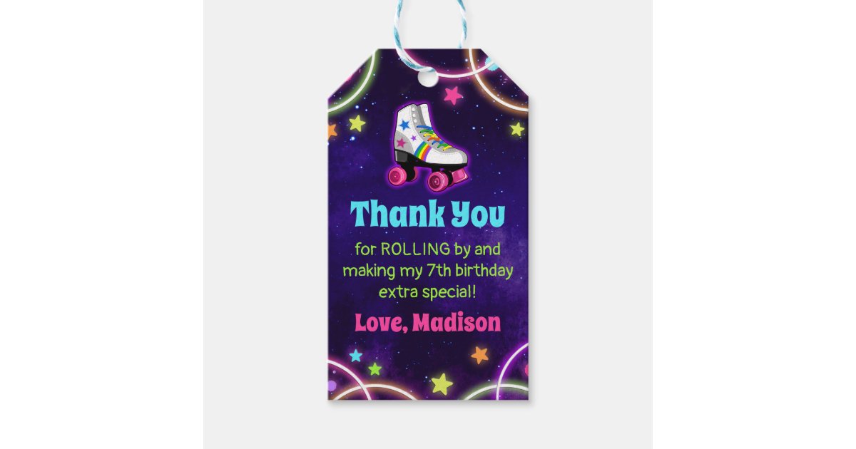 Roller Skating Birthday Favor Tag | Zazzle